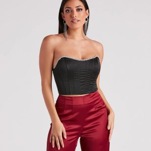 Cause For Rhinestone Trim Bustier