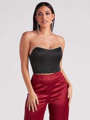 Cause For Rhinestone Trim Bustier