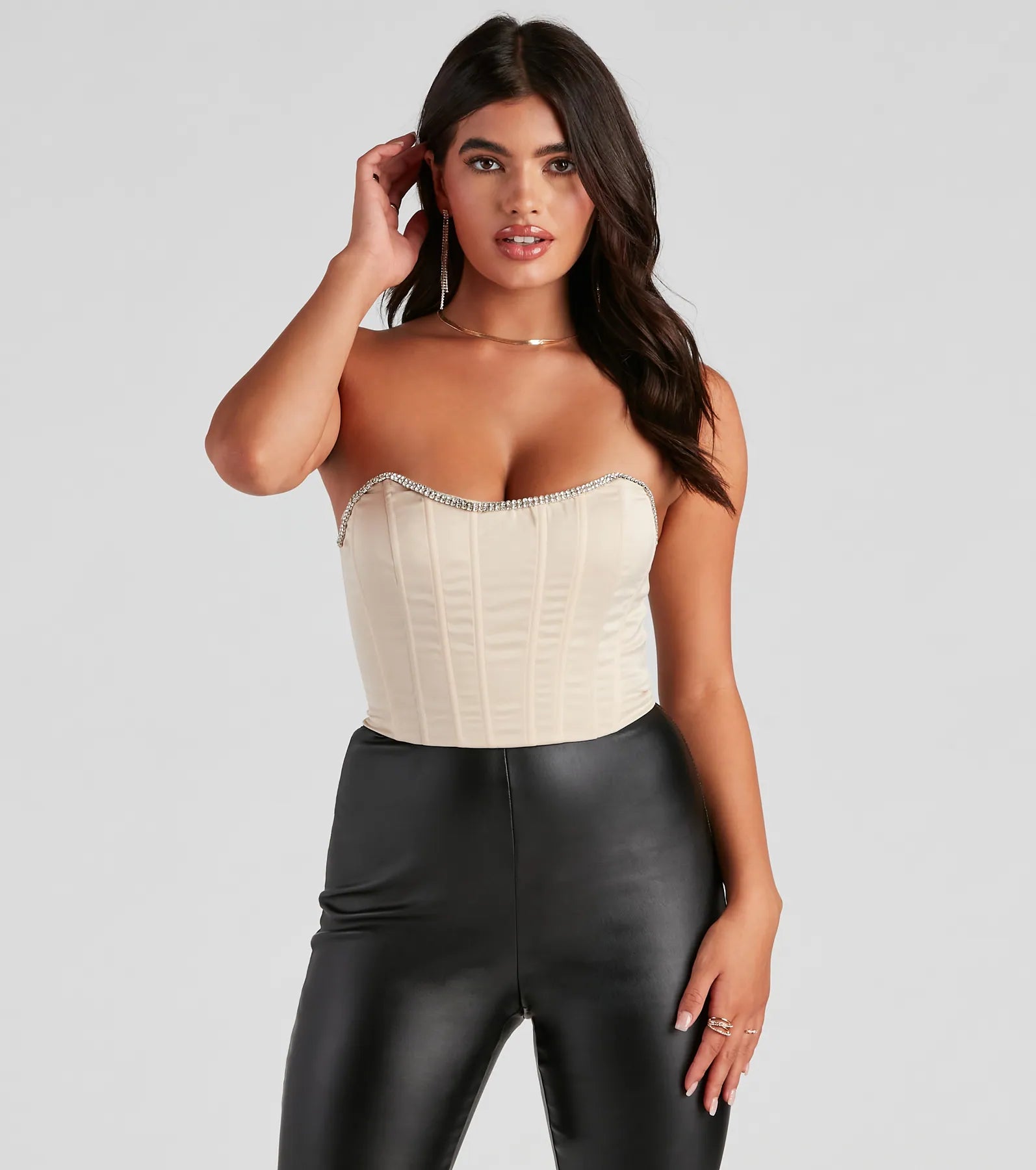 Cause For Rhinestone Trim Bustier - Image 5