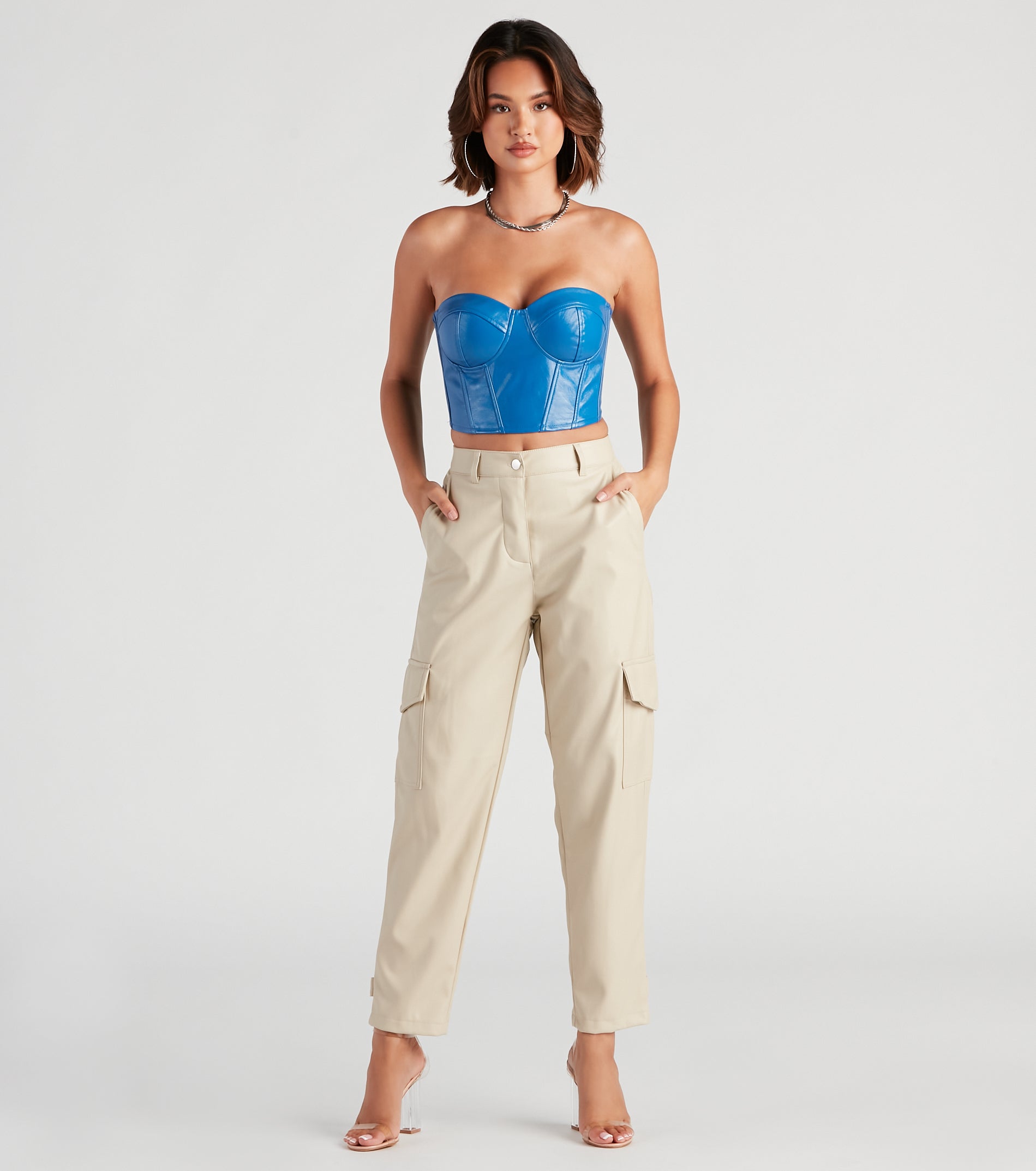 Social Cutie Faux Leather Corset Tube Top - Image 7