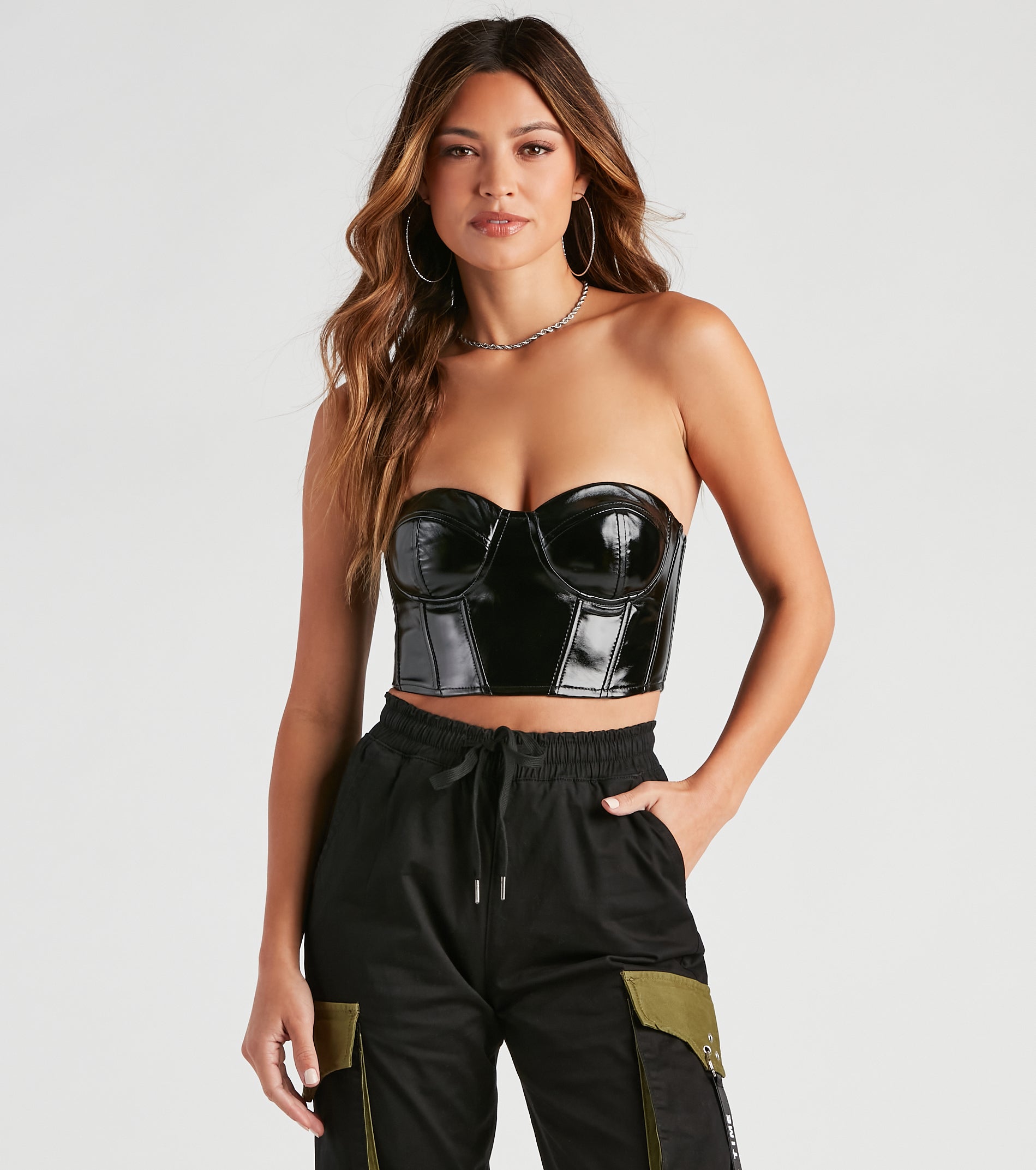 Social Cutie Faux Leather Corset Tube Top - Image 9