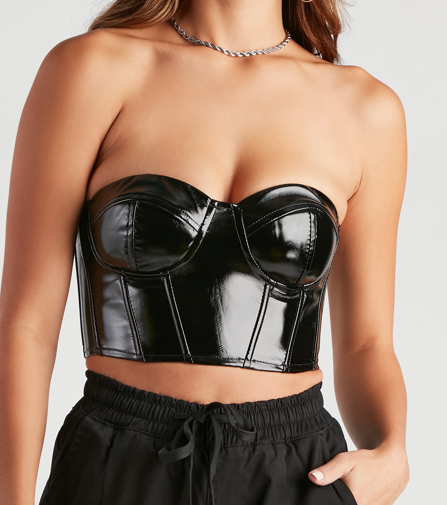Social Cutie Faux Leather Corset Tube Top - Image 12