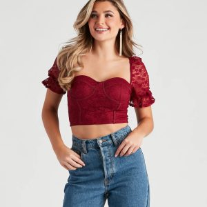 Romance Me Lace Puff Sleeve Bustier