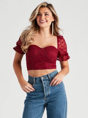 Romance Me Lace Puff Sleeve Bustier