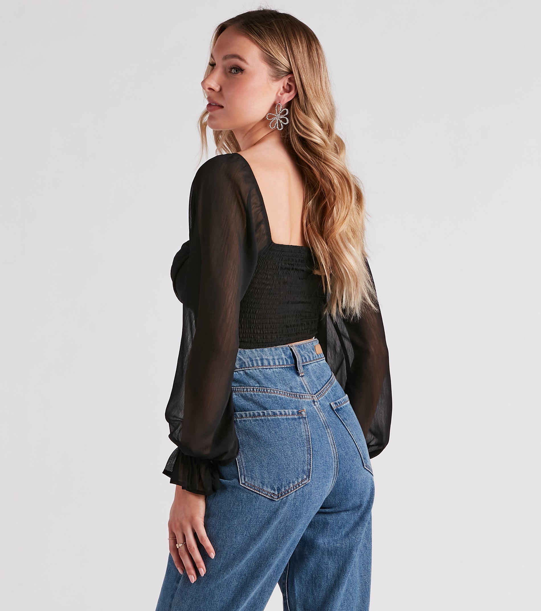 Breezy Chiffon Cropped Corset Blouse - Image 14