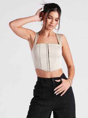 Meant To Be Satin Lace Up Corset Top