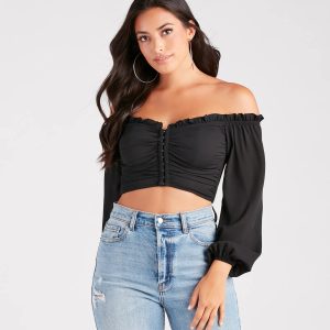 Flirty Attraction Chiffon Corset Crop Top