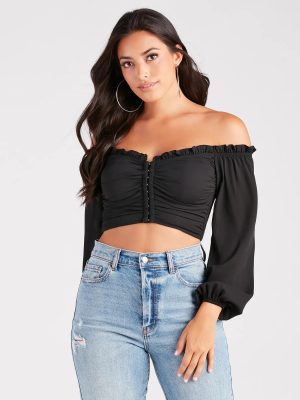 Flirty Attraction Chiffon Corset Crop Top