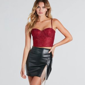 Surprise Guest Rhinestone Glitter Tulle Bustier