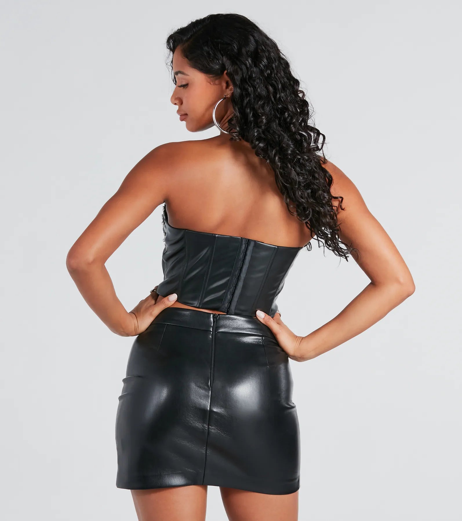 Found A Stud Faux Leather Strapless Bustier - Image 2