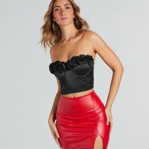 Dreamy Aesthetic Satin Rosette Bustier