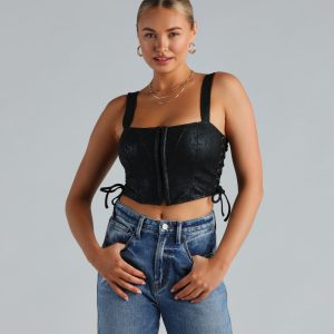 Hiss Worthy Faux Suede Snake Corset Top