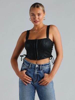 Hiss Worthy Faux Suede Snake Corset Top