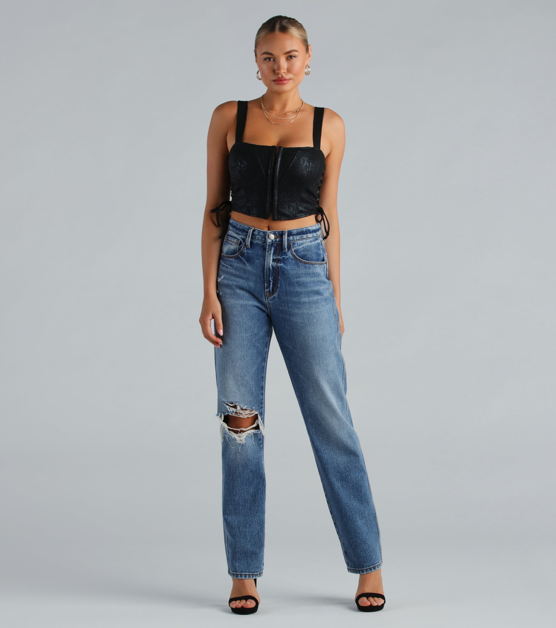 Hiss Worthy Faux Suede Snake Corset Top - Image 4