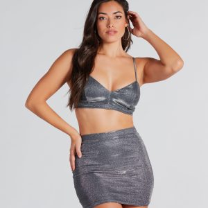 Fashionable Perfection Glitter Crop Top