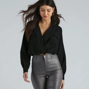 Endless Possibility Surplice Crop Blouse