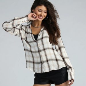 Days In Plaid Button Down Shirt Top