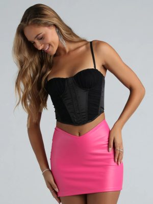 Fancy Me Satin Mesh Ruche Bustier