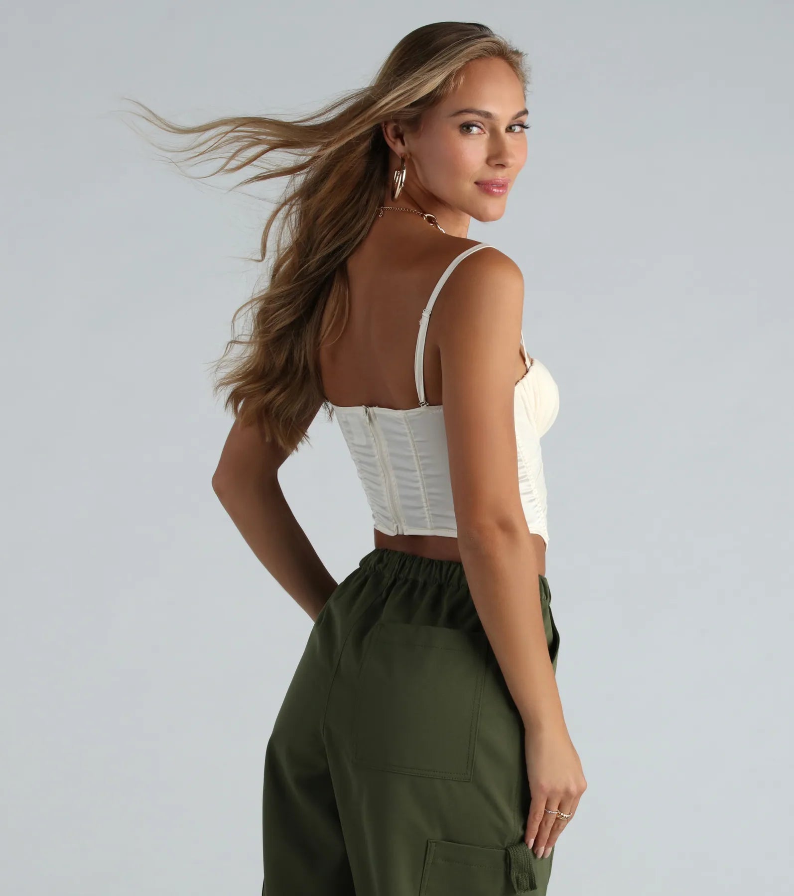 Fancy Me Satin Mesh Ruche Bustier - Image 6