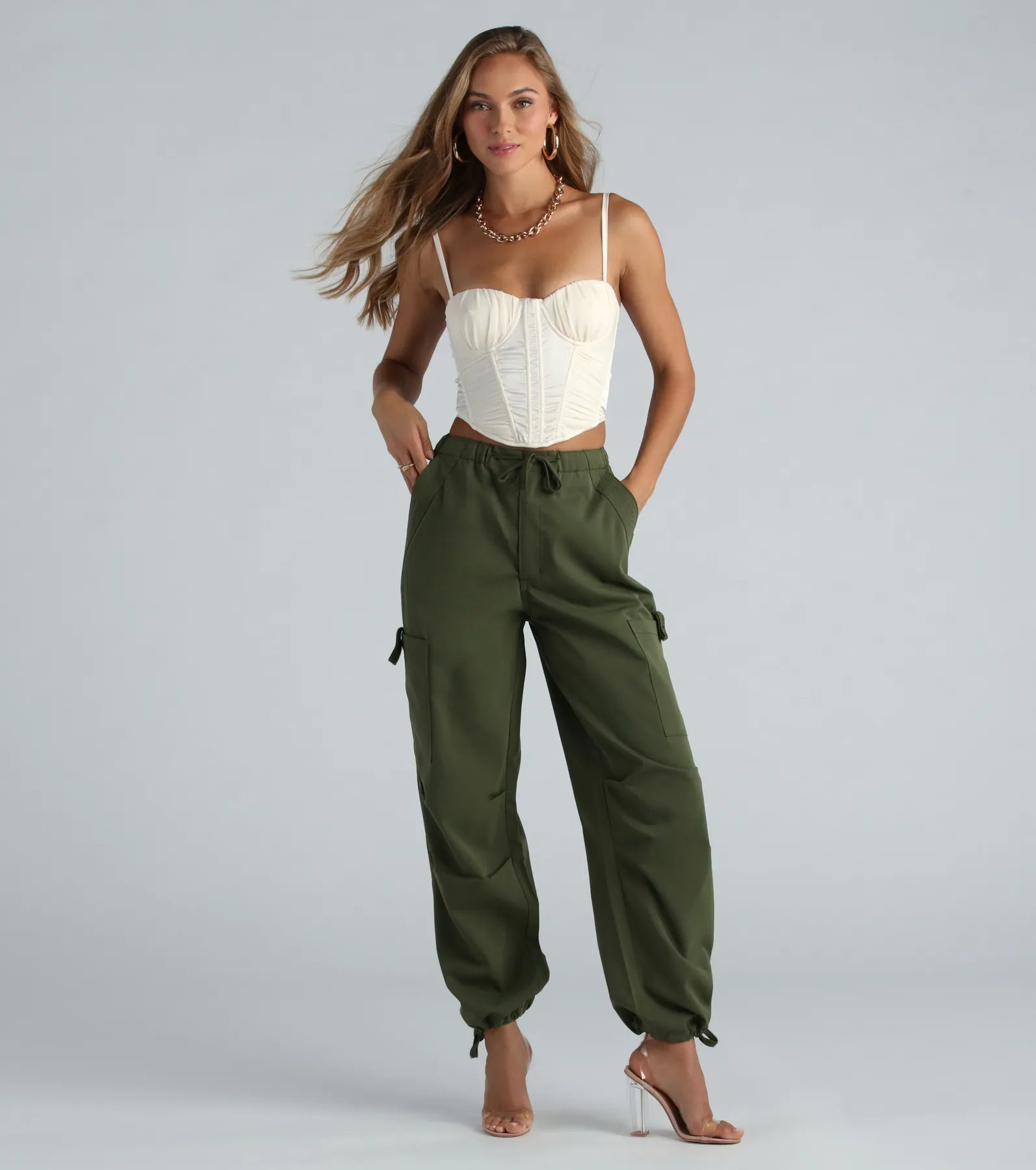 Fancy Me Satin Mesh Ruche Bustier - Image 8