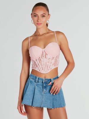 Sultry Details Sheer Floral Lace Corset Top