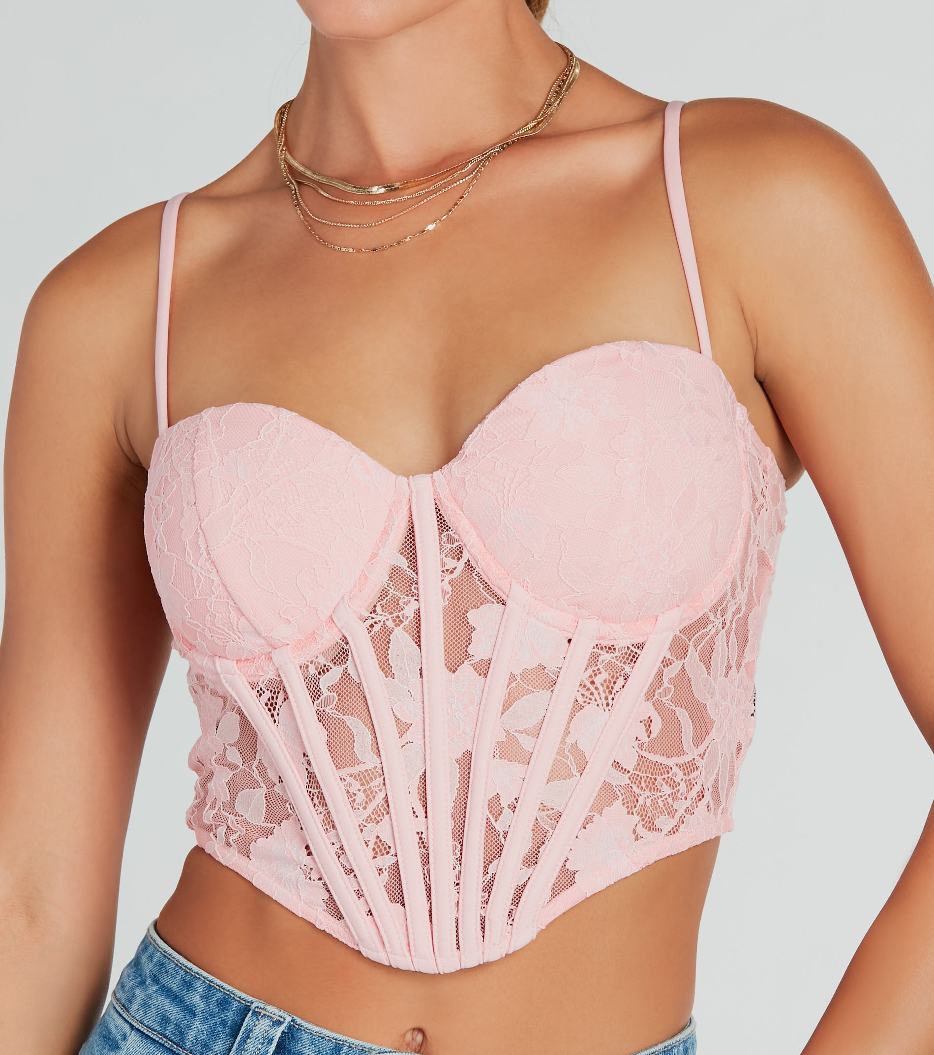 Sultry Details Sheer Floral Lace Corset Top - Image 3