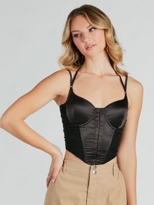 Sleekin' Out Satin Strappy Mesh Bustier