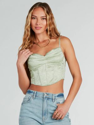 Easily Darling Satin Floral Jacquard Bustier