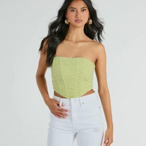 In The Spotlight Strapless Ruched Corset Top
