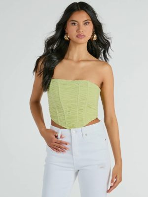 In The Spotlight Strapless Ruched Corset Top