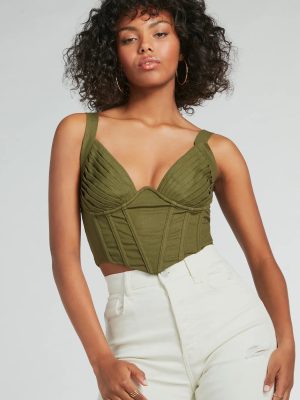 Everyday Allure Plunging Linen Corset Top