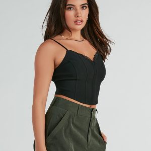 Sweet Stunner Lace V-Neck Woven Corset Top