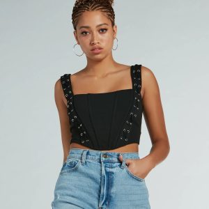 Sultry Stunner Lace-Up Detail Corset Top