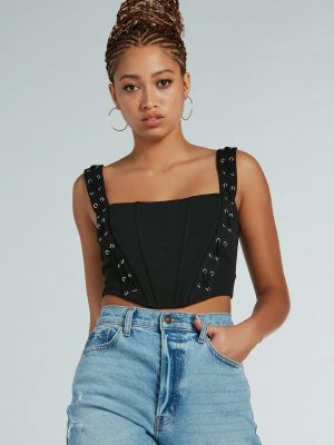 Sultry Stunner Lace-Up Detail Corset Top