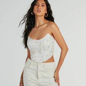 So Dainty Strapless Floral Tulle Corset Top