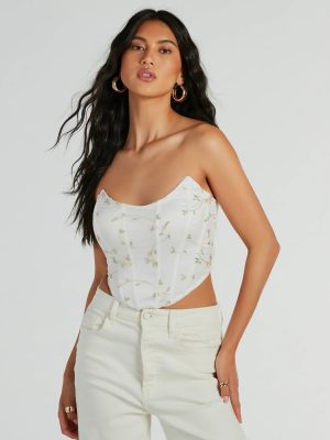 So Dainty Strapless Floral Tulle Corset Top