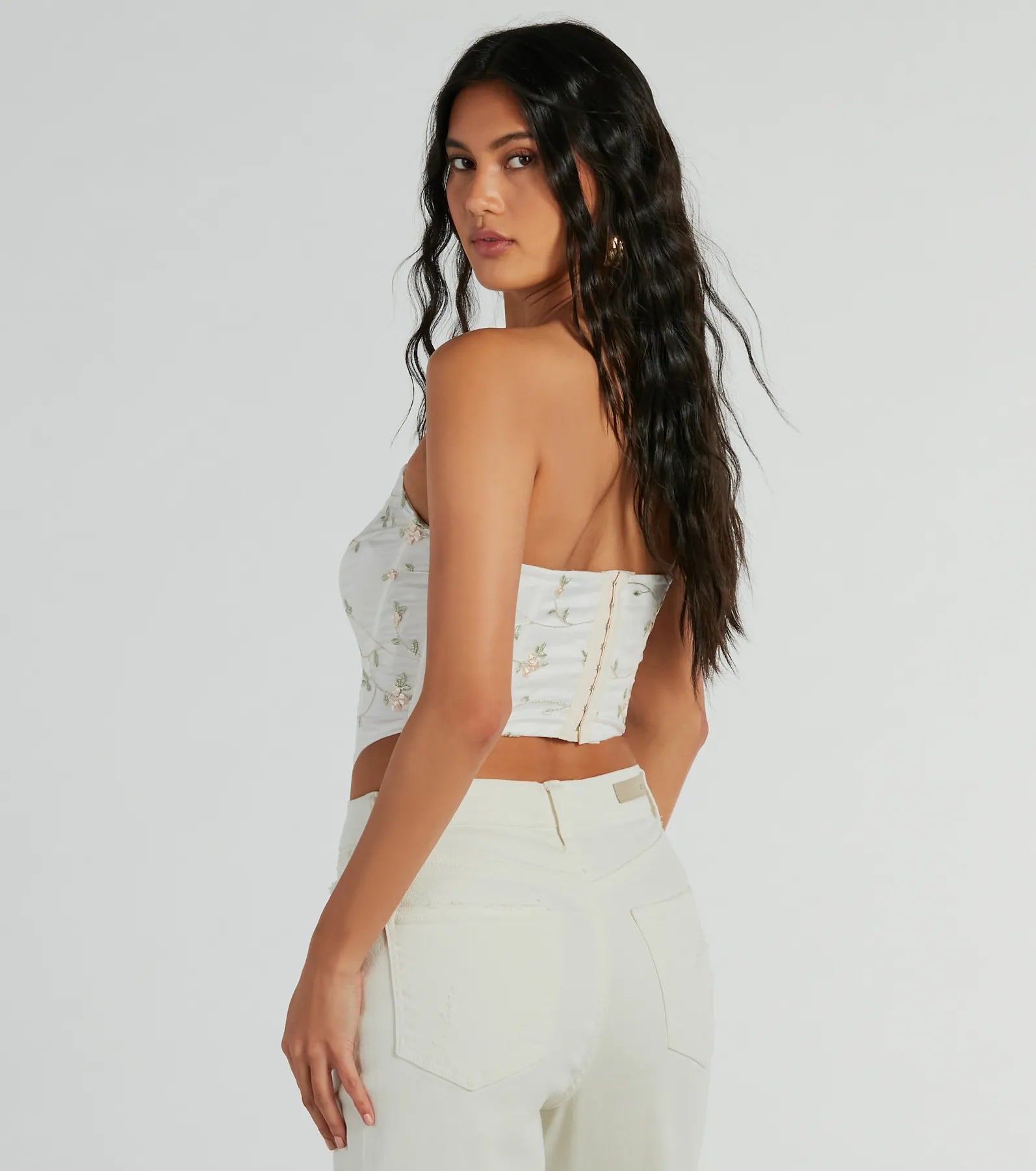 So Dainty Strapless Floral Tulle Corset Top - Image 2