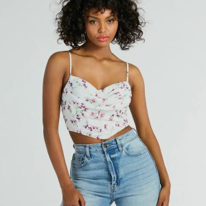 Perfect Harmony Cowl Neck Floral Crop Top
