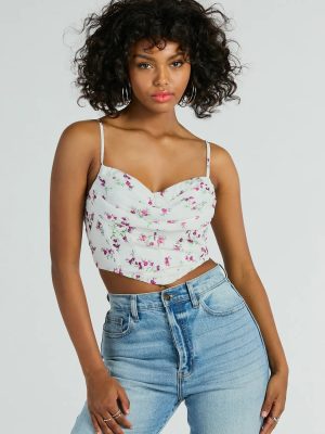 Perfect Harmony Cowl Neck Floral Crop Top