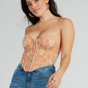Sultry Hour Strapless Jacquard Bustier