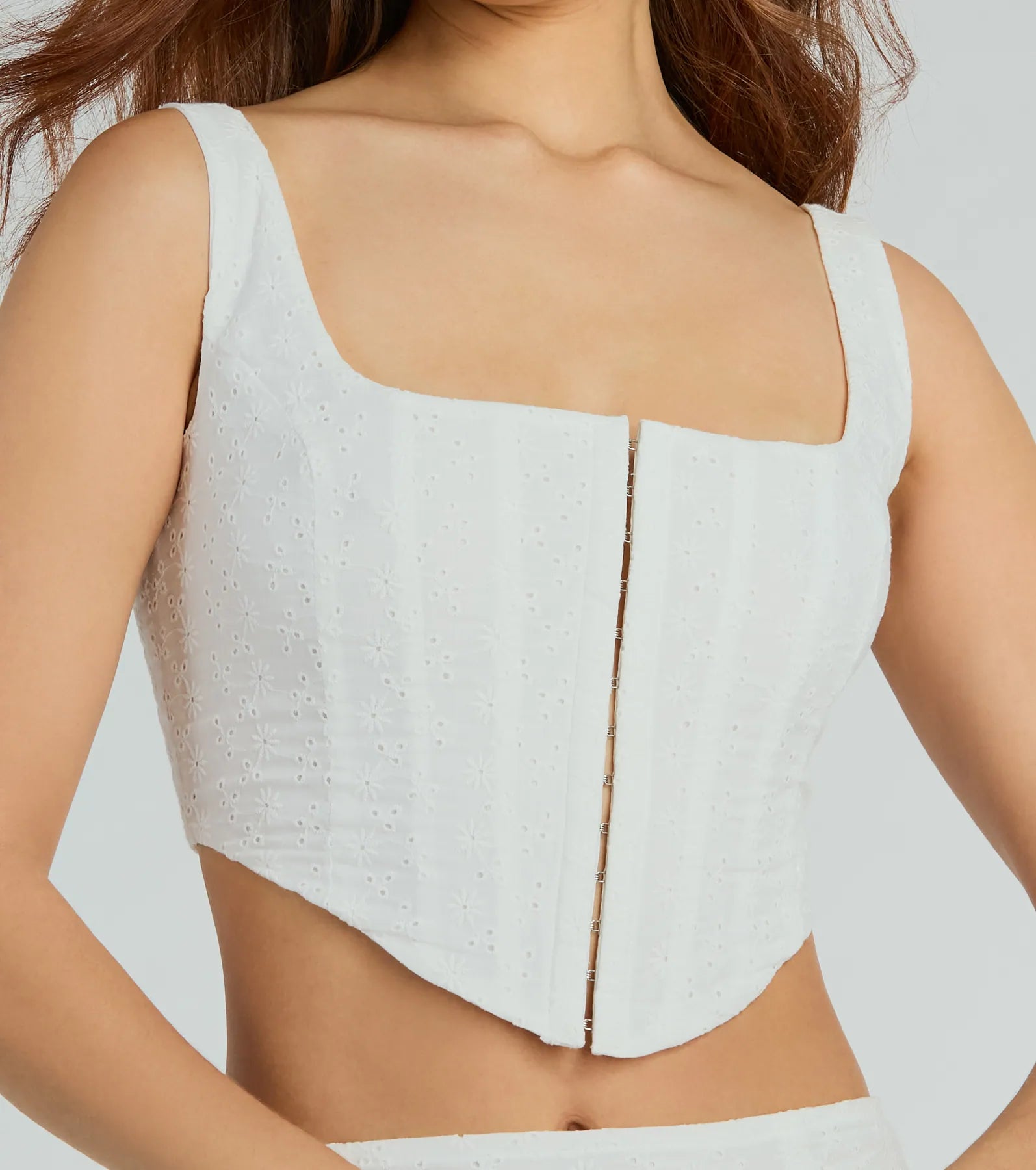 Effortless Charm Lace Up Eyelet Lace Corset Top - Image 4