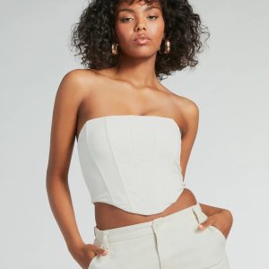Cutest Babe Strapless Linen Bustier