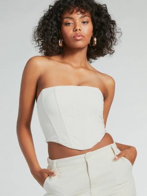 Cutest Babe Strapless Linen Bustier