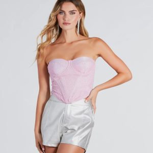 Suave Sparkle Strapless Glitter Bustier