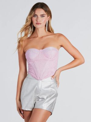 Suave Sparkle Strapless Glitter Bustier