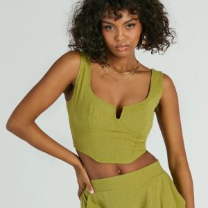 Keep It Light Sleeveless Linen Corset Top