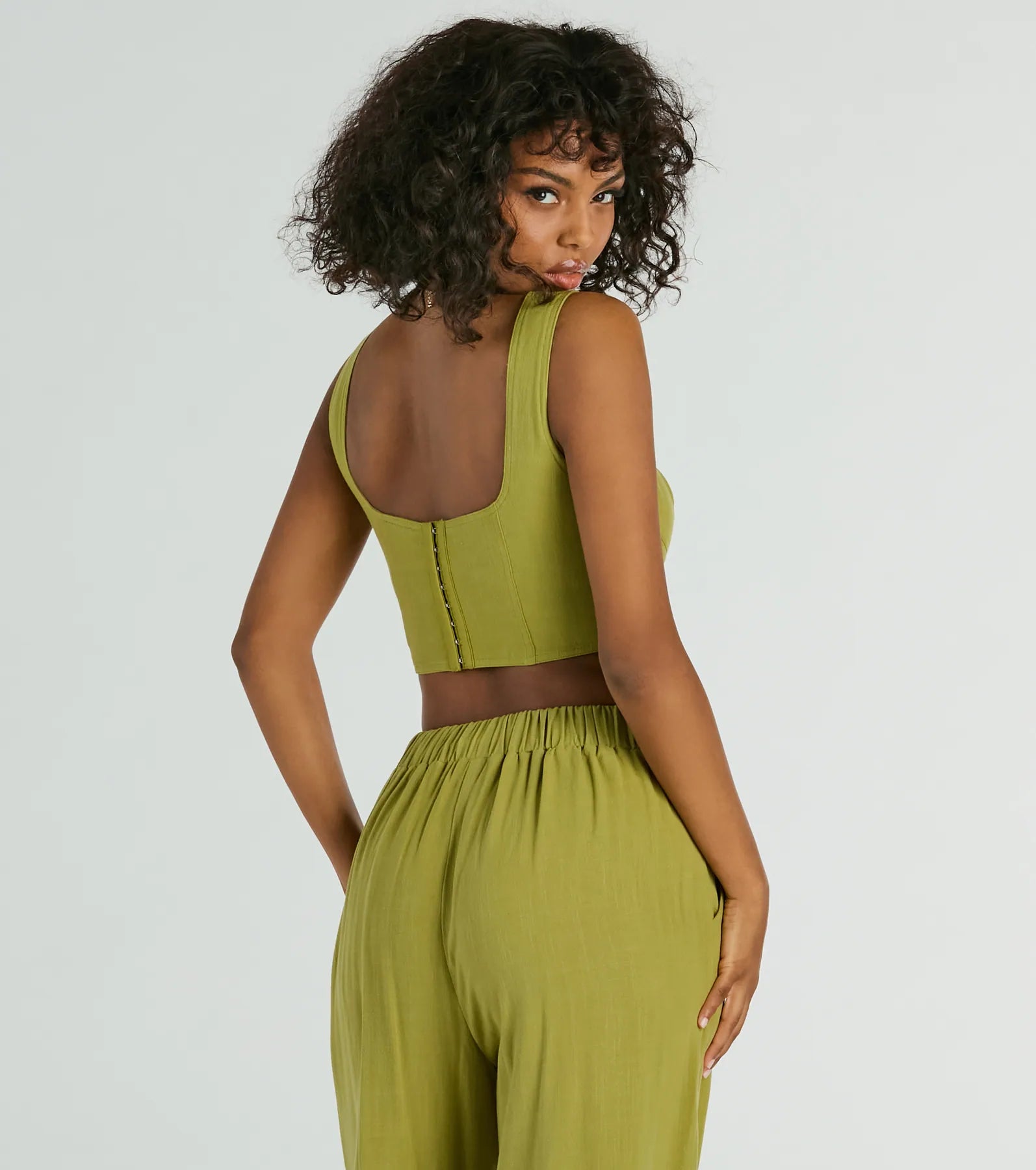 Keep It Light Sleeveless Linen Corset Top - Image 2