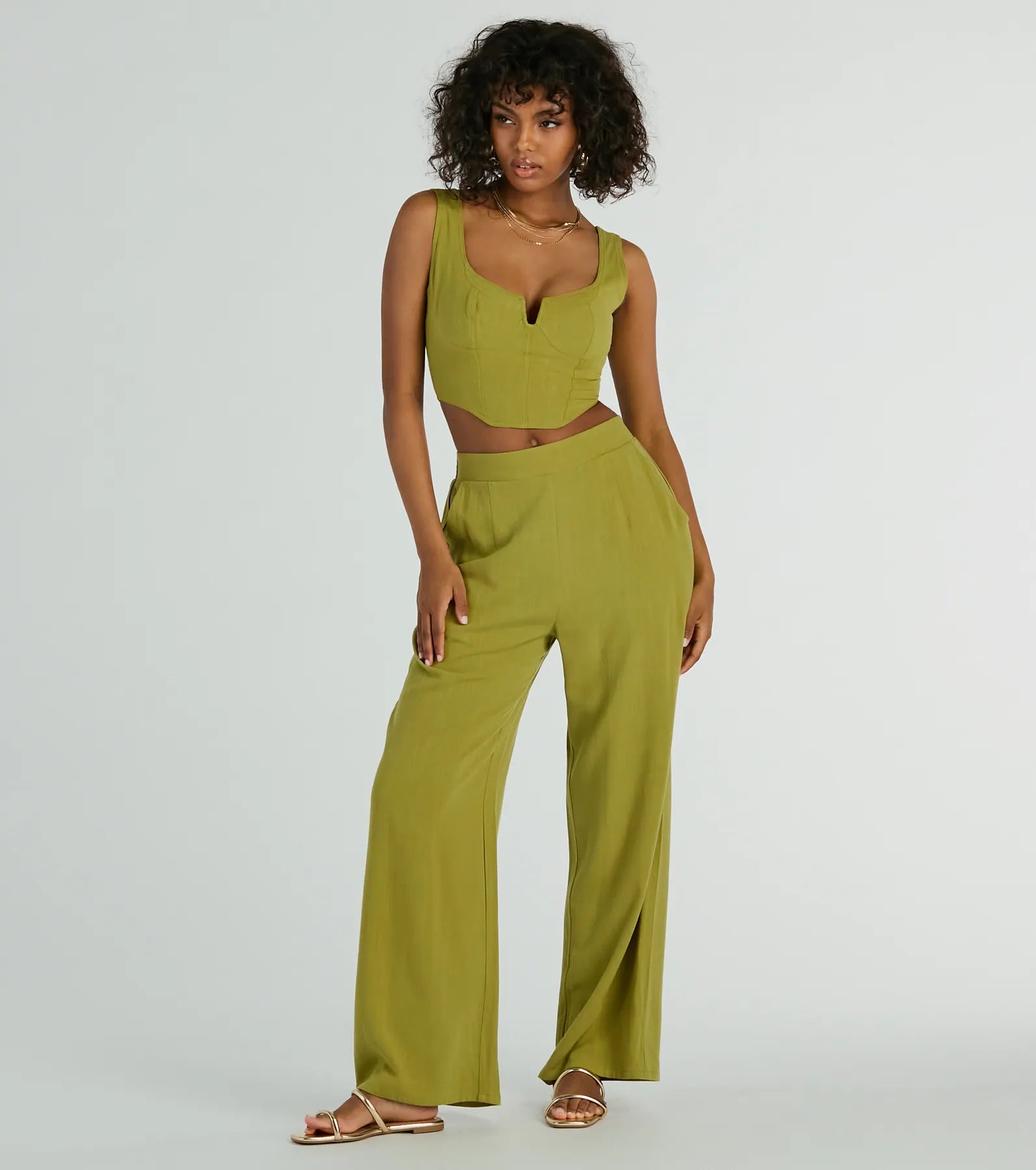 Keep It Light Sleeveless Linen Corset Top - Image 3