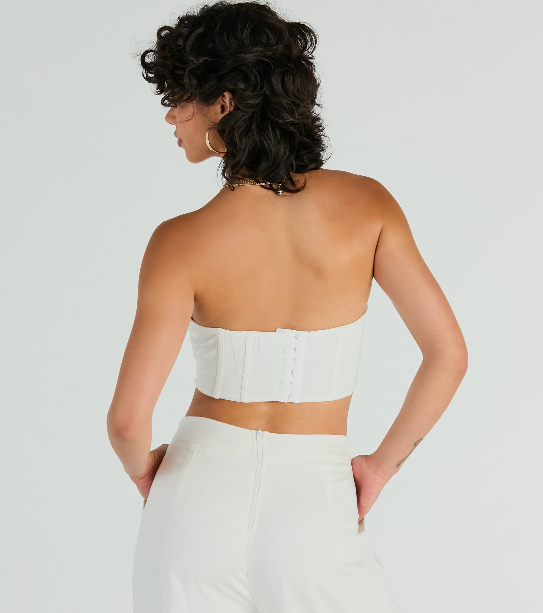 Trendy Treasure Strapless Linen Corset Top - Image 2
