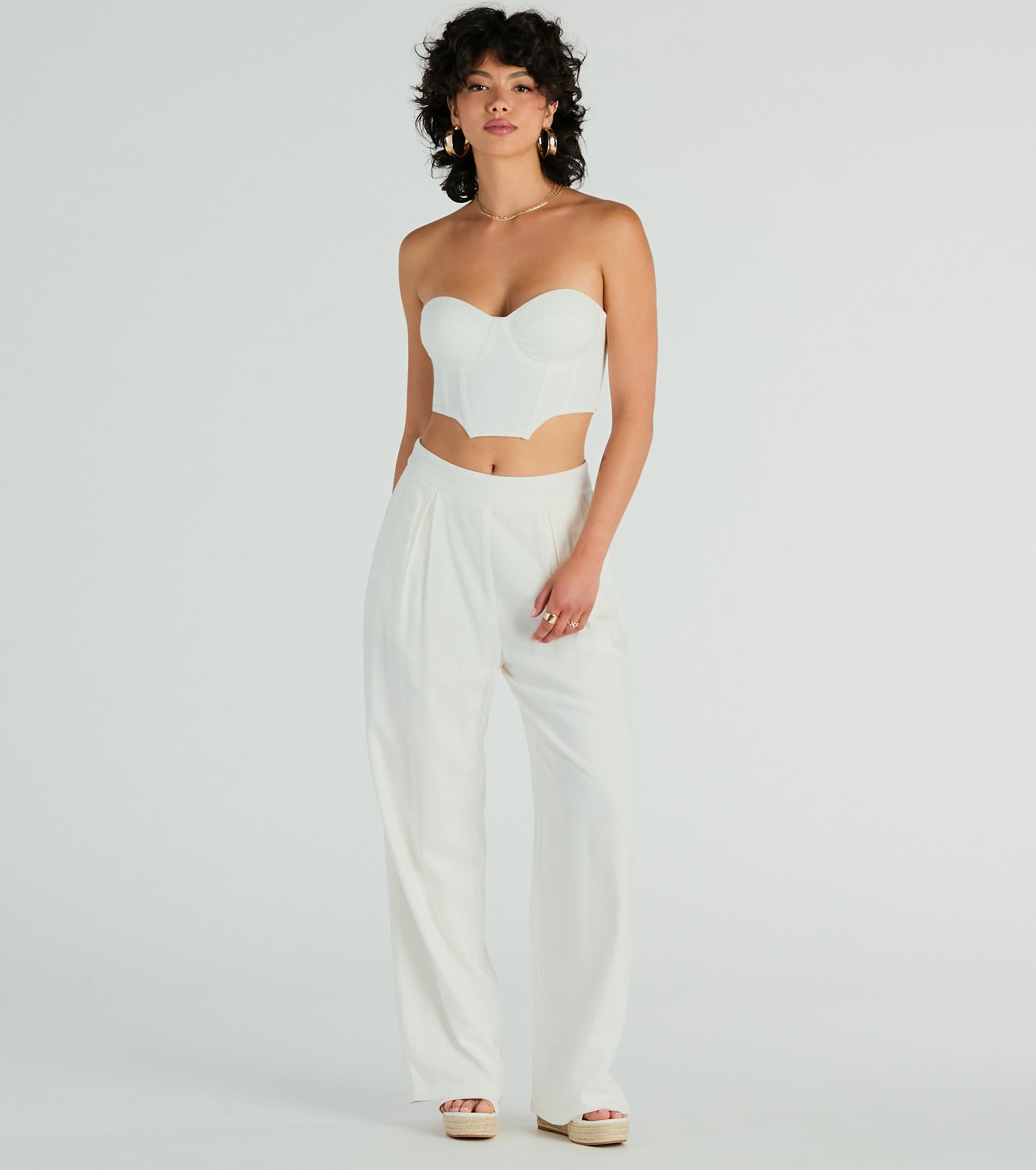 Trendy Treasure Strapless Linen Corset Top - Image 3